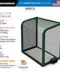 Rock Solid 24x24x12 Wall Mount Backflow Security Cage Heavy Duty Green Steel Enclosure showing metal frame and mesh design.