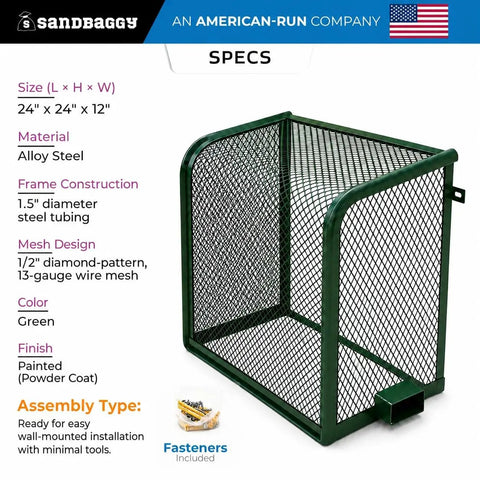 Rock Solid 24x24x12 Wall Mount Backflow Security Cage Heavy Duty Green Steel Enclosure showing metal frame and mesh design.