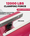 Heavy Duty 5 Inch Bench Vise With Anvil And 360 Degree Swivel Base For The Home Shop, 5 Inch Jaw, 5.5 Inch Opening, 3.5 Inch Throat, Pipe Jaws One Quarter To Two And One Half Inches, Built From Tough Ductile Iron. 12000 lb clamping force, replaceable jaws