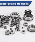 Four Pack Flanged Ball Bearings With Double Rubber Seals Three Eighths Inch Bore And Seven Eighths Inch Outer Diameter Chrome Steel Deep Groove Bearings For Wheelbarrows 3D Printers Fax Machines Power Tools And DIY Projects, assorted sealed bearings