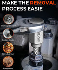 Close-up of a tool removing damaged screw with 29 Piece Screw Extractor Set With Left Hand Drill Bits for stuck screws visibility