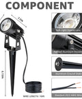 Low Voltage Landscape Lighting Kit With Transformer And 65 Ft Wire, close-up of aluminum spotlight components