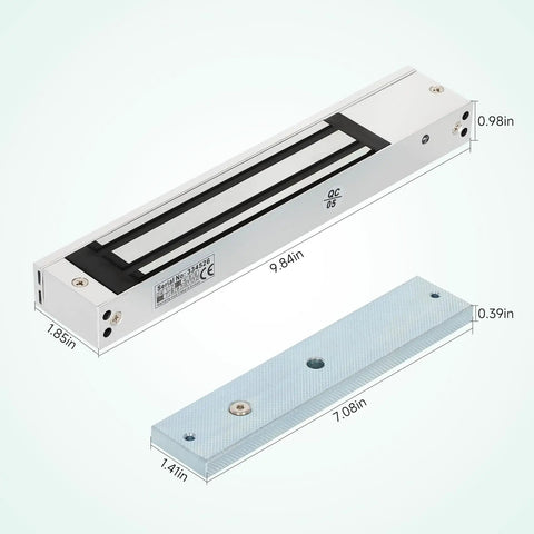 Heavy Duty Access Control System With 600 Pound Electromagnetic Door Lock Kit dimensions, showing size and components.
