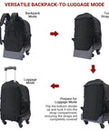Amazon Star Cloud rolling backpack with wheels; black underseat luggage, 18x14x8 in, wheeled travel bag