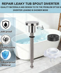 2 Pack Universal Tub Spout Diverter Repair Kit With Valve Stems Cup Seals And Gates To Get Rid Of That Drip showing chrome diverter and seals.