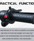 Universal Dope Motorcycle Cruise Control Throttle Lock Clamp for Motorcycles Electric Bikes Scooters and ATVs, durable ABS build.