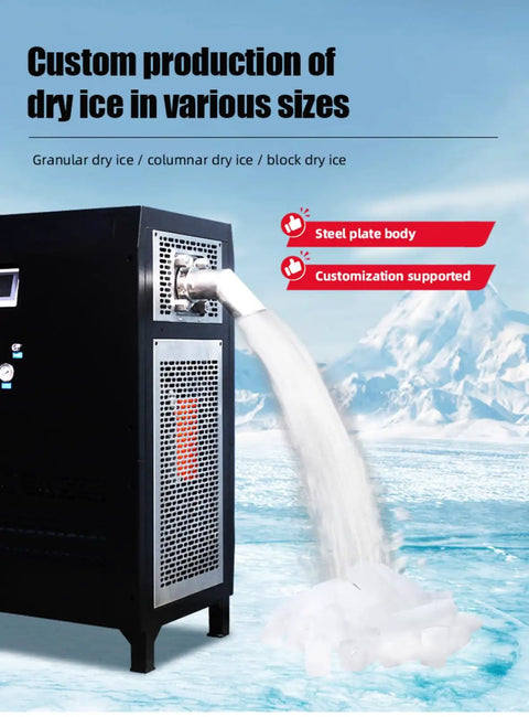 Heavy Duty Commercial Dry Ice Pellet Machine Automatic CO2 Granulator For Pro Workshop Blasting And Mold Repair with dry ice output.