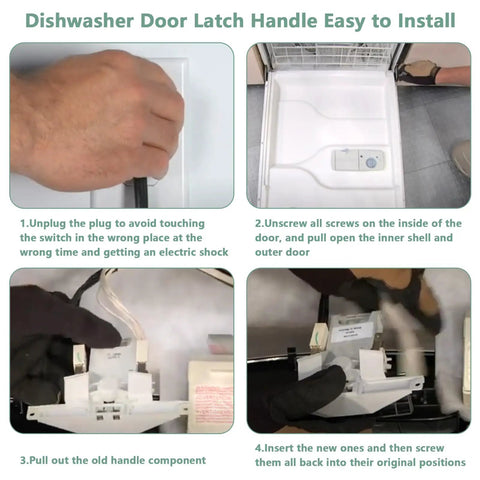 Installation steps for Black Replacement Dishwasher Door Latch Handle For Quiet Series 200 And 300 Dishwashers Fits Maytag.