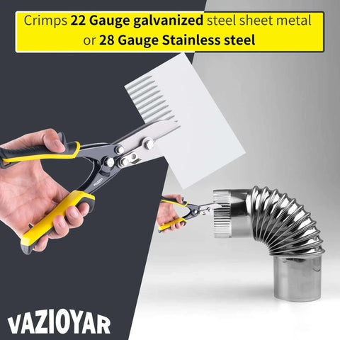 5 Blade Sheet Metal Crimping Tool For 22 Gauge Galvanized Steel And 28 Gauge Stainless Steel cutting metal and crimping duct.