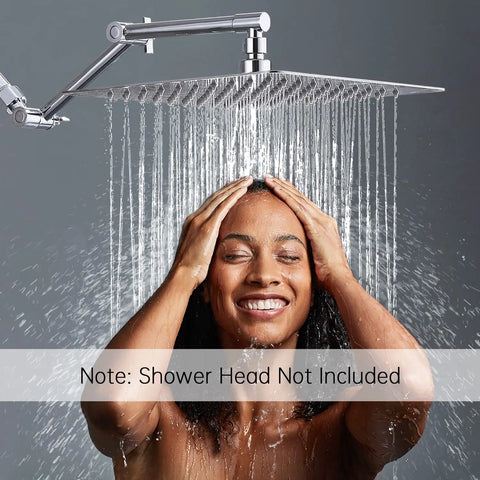 13 Inch Shower Head Extension Arm With Solid Brass Construction, Height And Angle Adjustable Rise Or Lower Rainfall, Chrome Finish