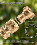 Two Sets Brass Garden Hose Quick Connect Fittings Three Quarter Inch GHT Male And Female No Leak Connectors