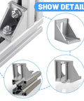 Close-up of 20 Piece 4040 Aluminum Extrusion Connector Kit with Corner Brackets Including 40 M8 T Slot Nuts 40 Washers and 1 Wrench