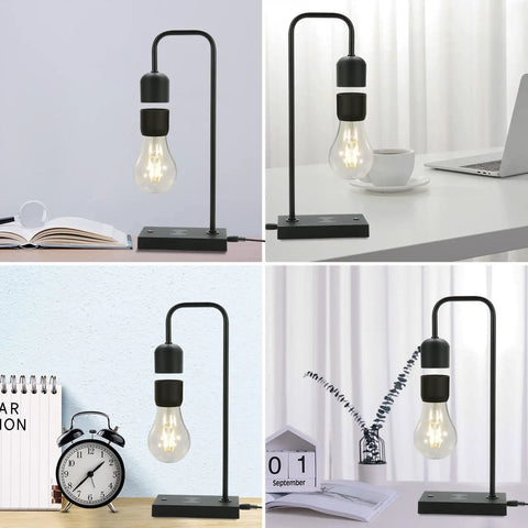 Dope Magnetic Levitating Lamp With Floating LED Bulb Wireless Charging Desk Light Auto Control Touch Switch Perfect For Your Dope Home Office Everyday Setup on a modern desk
