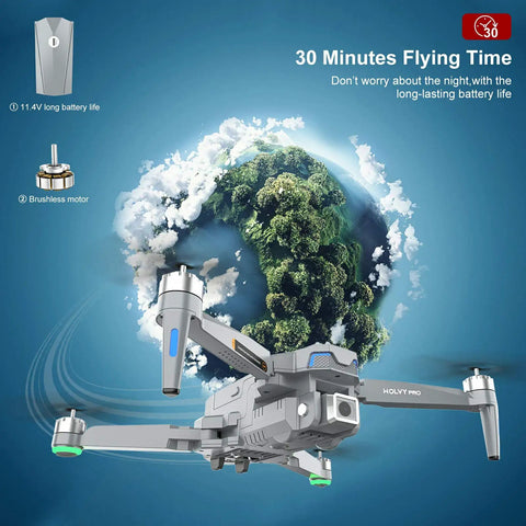 4K EIS Drone With UHD Camera For Adults 30 Minute Flight Time Brushless Motors 5GHz FPV Transmission Grey Aerial Quad Copter