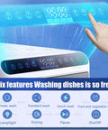 Compact Countertop Dishwasher Handles The Heavy Lifting With Automatic 1000 Watt Cleansing Cycles showing six feature control panel.