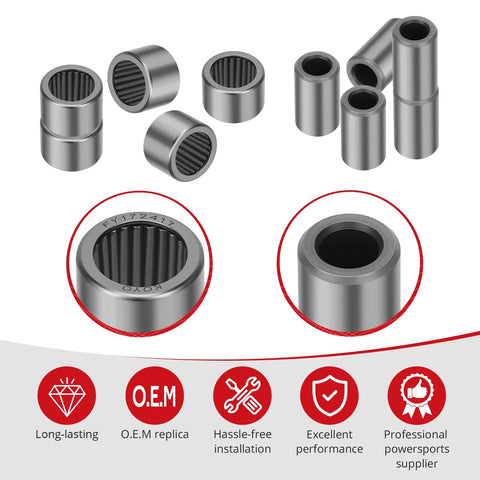 Honda TRX 400EX TRX400X Beefy Swing Arm Linkage Bearing Kit And Bolts For 1999 To 2014 ATV With Heavy Duty Metal Construction OEM Spec 27-1048 Includes Bearings, Bolts, Nuts, And Oil Seals For Reliable Maintenance And Smooth Rides., metal sleeve bearings and bushings shown in detail