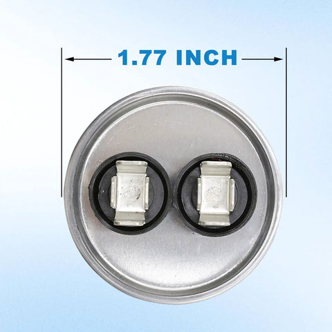 Top view of Dual Run Start Capacitor 35 UF 370 To 440 VAC with 1.77 inch diameter for Air Conditioners and Heat Pumps CBB65R CBB65B