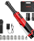 Extended 18V Cordless Ratchet Wrench With 4 Inch Neck 550 RPM 40 Ft Lbs Torque Includes Two 2000mAh Batteries And Charger 8 Socket Set Easy Access Power Tool For Tight Spots