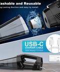 Cordless Handheld Vacuum Cleaner With LED Light 2 Suction Modes Upgraded Cyclonic Power Up To 9kPa with USB-C charger and filter