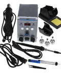 Digital Soldering Iron Station 700W Max with Hot Air Rework, aluminum body and accessories, for jewelry and electronics repairs