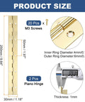 Top Shelf 10 Inch Gold Piano Hinge Pack Heavy Duty 304 Stainless Steel Continuous Hinges With Pre Drilled Holes For Wood Cabinets Gates Boat Hardware Built Like A Tank With Killer Durability And Zero Fuss product size overview with measurements and screws.