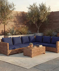 Outdoor Cushion Set For Deep Seating 24 By 24 By 3.5 Inches Lounge Ready Water Resistant And Fade Resistant With Removable Covers And Ties Includes Two Seat Cushions And Two Back Cushions Blue on patio furniture