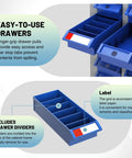 60 Drawer Tool Storage Cabinet With ABS Drawers Bolt Nut Organizer featuring dividers and easy-to-use blue drawers