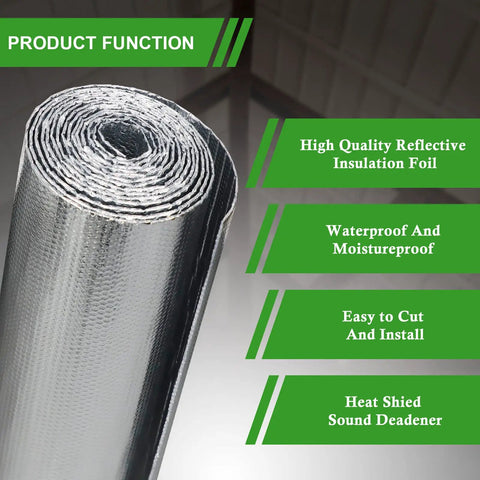 Heavy Duty Aluminum Radiant Barrier Insulation Roll 24 By 50 Feet Kickin Heat Blocker, detailed view of rolled reflective foil.