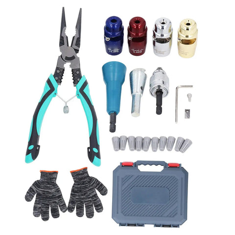 Jauarta Power Drill Wire Stripper And Twister Tool For 2.5Mm 4Mm 6Mm 10Mm Cables With 6.35Mm Chuck, pliers and accessories kit.