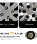 Before and after use of 20 Pack Lug Nut Covers 21mm Bolt Caps With Removal Tool Hexagonal Plastic Dustproof Wheel Nut Rim Covers Universal Fit For Most Cars Black 21mm Durable PP Construction Built To Last In Any Weather