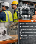 Beefy Aluminum Mechanical Lugs For Two Conductors One Hole Mount 350 MCM Capacity No 6 AWG Bulk Box 150 Pack shown in use