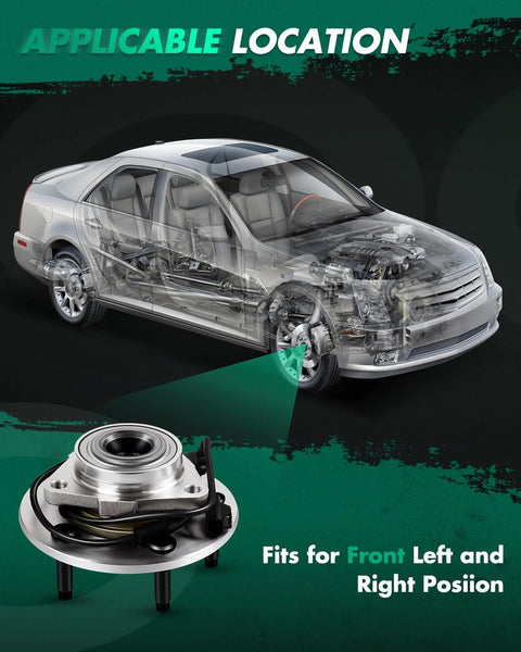 Heavy Duty Front Wheel Hub Bearing 2 Pack 5 Lug For Dodge Ram 1500 2002 2003 2004 2005 With ABS Direct Fit Premium OE Style Replacement