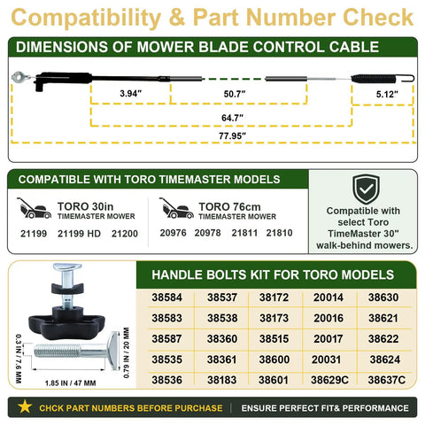 Upgrade Your Ride With This Premium Fwppet 133-1998 Brake Cable Repair Kit Perfectly Made For Toro TimeMaster Mowers To Fix Blade Engagement And Control Cables Like A Pro.
