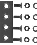 Black Barn Door Hardware Track Connecting Set With Metal Joint Plate Connector and fasteners, flat fixing plate visible