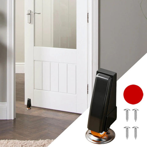 Kickass Heavy Duty Door Support Wheel Anti Sag Silent Roller For Interior Sliding Doors on a white door with wood floor.