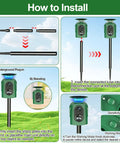 Solar Ultrasonic Animal Repeller With 360 Degree Detection And Motion Sensor IP65 Waterproof Outdoor Yard Guard To Keep Critters At Bay From Your Garden And Lawn installation steps