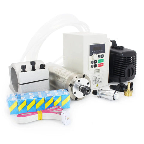Beast 0.8KW Water Cooled Spindle Motor Kit With 1.5KW VFD Inverter For CNC Milling 110V To 3 Phase 65mm Mount ER11 Collets
