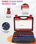 80 Piece Nut And Bolt Thread Checker Set With 40 SAE And 40 Metric Gauges in black case with clear size reading methods