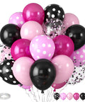 12 Inch Hot Pink And Black Balloons Party Kit With Confetti Dots For Girls Birthday Baby Shower Women Bridal Wedding Decor