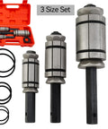 3-Piece Tail Pipe Expander Tool Kit From 1-1/8 To 3-1/2 Inch Exhaust Pipe Spreader For Most Vehicles And Trucks, Heavy-Duty Muffler Repair Set For DIY Auto Exhaust Repair, image of tool kit with expander tools in red case and rings.