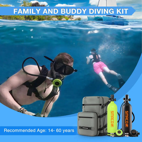 Mini Scuba Tank 1.9L Twin Pack Portable Diving Tank Reusable Pony Bottle For Underwater Exploration Lung Air Tank Kit With Vests