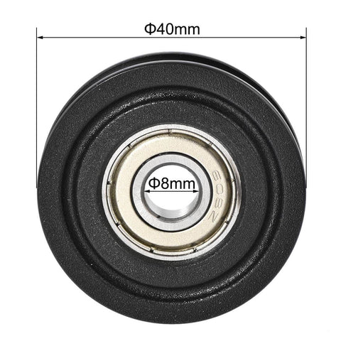 U608ZZ Nylon U Groove Pulley Bearing Wheel 8x40x10mm Double Shielded Chrome Steel Bearings Front View