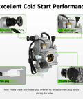 Rancher 350 ATV Carburetor Kit With Air Filter And Oil Filter For Honda Fourtrax 2000 Through 2006 showing components and labels