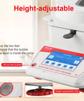 Top Shelf Halogen Moisture Analyzer Featuring Dead Accurate 0.001g Readability And Killer Rs232 Connection For Quick Lab Work Or On Site Checks Anytime with height-adjustable feet and touch display.