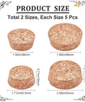 Two Size Wood Cork Plugs 10 Pack Large Tapered Wooden Stoppers For Wine Beer And Glass Bottles Ornaments Natural Soft Wood Replacement Ideal For DIY Projects Bottle Displays And Bottle Ornaments Crafting showing size dimensions