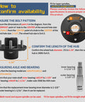 Diagram showing measurements and compatibility for Two Pack Heavy Duty Trailer Hub Kit For 3500 Lb Trailers, 5 Lug 4.5 Inch Bolt Pattern.