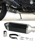 Aluminum Exhaust Muffler Slip-On With Removable dB Killer, 1.5-2 Inch Inlet, 38-51mm Diameter Pipes, motorcycle installation shown