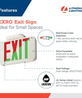Single-Sided LED Exit Sign With Thermoplastic Housing And Switchable Red Or Green, AC Powered, Includes Extra Faceplate