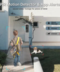 View of Wireless Battery Powered Doorbell Camera With Chime And Night Vision 1080P HD with PIR Motion Detector capturing a boy and a dog
