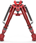 Dope Carbon Fiber Rifle Bipod For Picatinny Rails, Extendable 6 To 9 Inches, 5-Position Legs, Quick Detach Adapter Included, red pattern